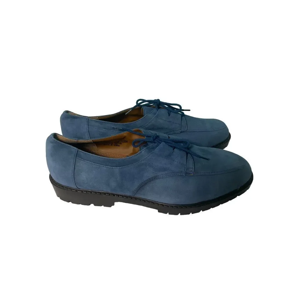 Stylish Blue Suede Oxford‎ Shoes Casual Comfort Lace-up Flats size 13 S-50